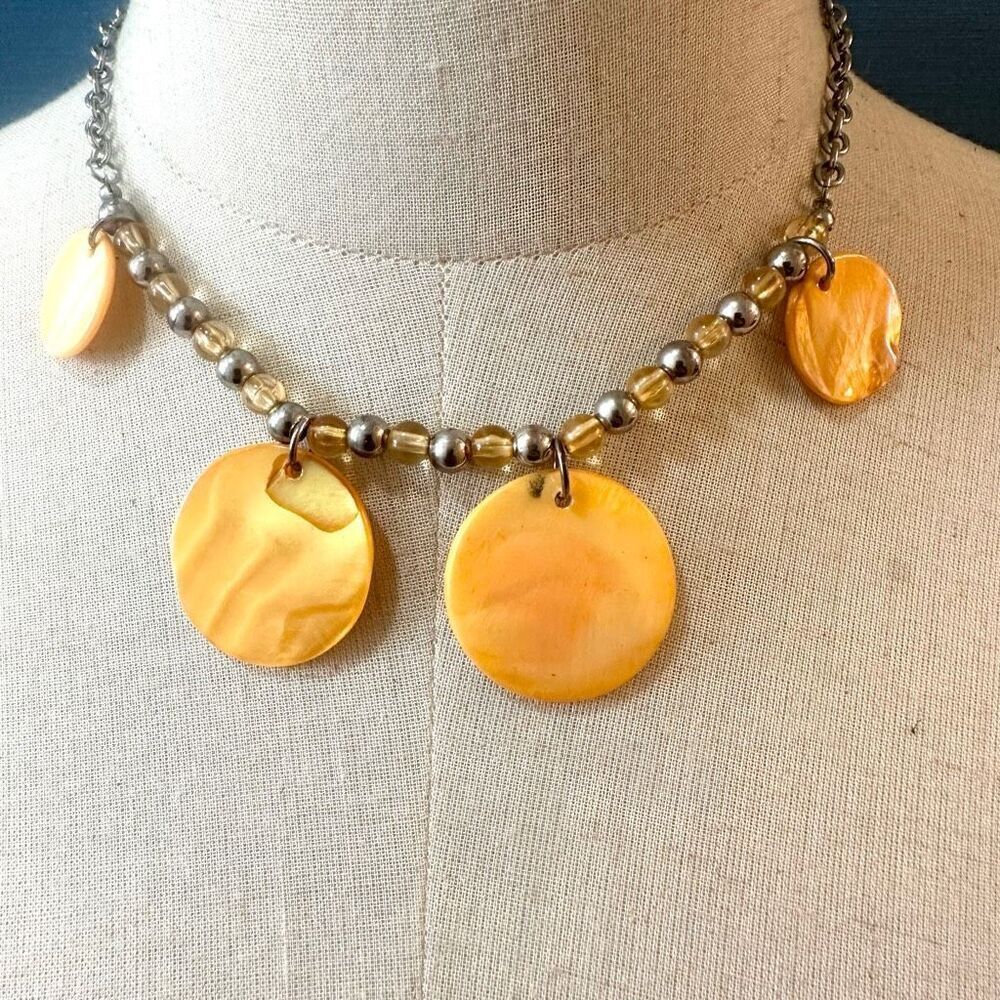 You and I yellow abalone necklace